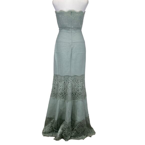 Tadashi Shoji Strapless Lace Evening Gown Womens XS Sage Formal Floor Length - Picture 4 of 12